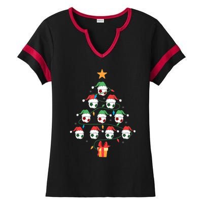 Christmas Soccer Ball Tree Holiday Season Matching Team Ladies Halftime Notch Neck Tee