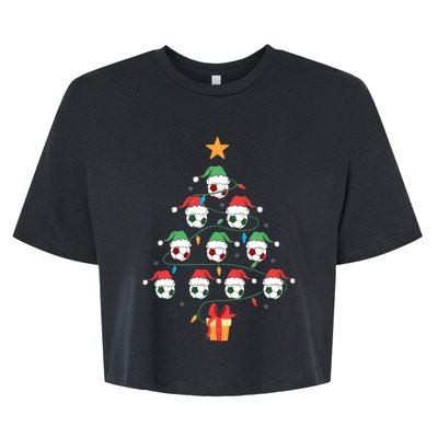 Christmas Soccer Ball Tree Holiday Season Matching Team Bella+Canvas Jersey Crop Tee