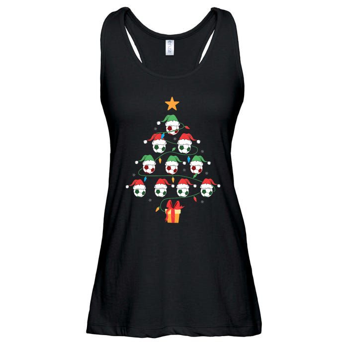 Christmas Soccer Ball Tree Holiday Season Matching Team Ladies Essential Flowy Tank