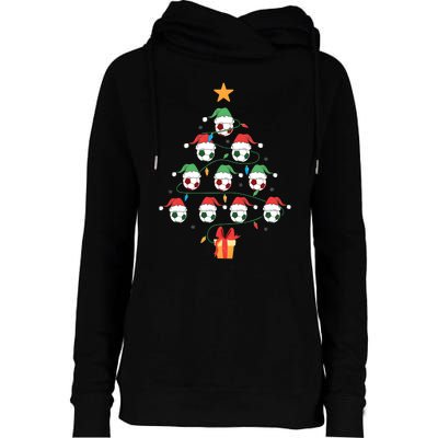 Christmas Soccer Ball Tree Holiday Season Matching Team Womens Funnel Neck Pullover Hood