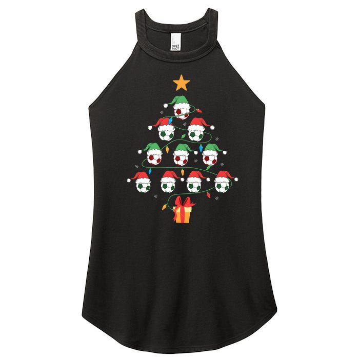 Christmas Soccer Ball Tree Holiday Season Matching Team Women's Perfect Tri Rocker Tank