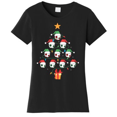 Christmas Soccer Ball Tree Holiday Season Matching Team Women's T-Shirt