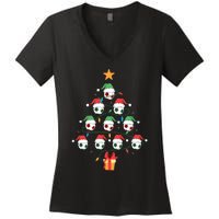 Christmas Soccer Ball Tree Holiday Season Matching Team Women's V-Neck T-Shirt