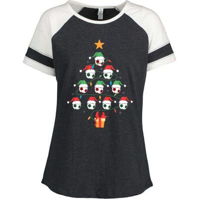 Christmas Soccer Ball Tree Holiday Season Matching Team Enza Ladies Jersey Colorblock Tee