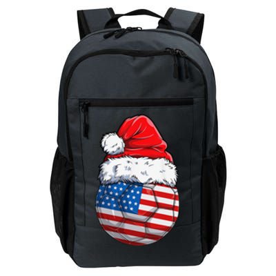 Christmas Soccer Ball Santa Hat USA Flag Xmas American Daily Commute Backpack