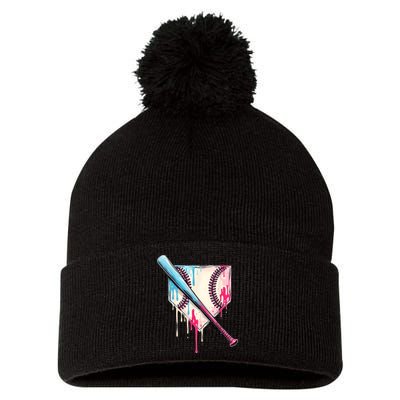 Cool Sport Baseballhome Plate Drip With Sprinkles Drip Pom Pom 12in Knit Beanie