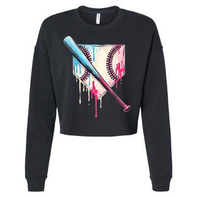 Cool Sport Baseballhome Plate Drip With Sprinkles Drip Cropped Pullover Crew