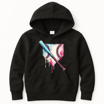 Cool Sport Baseballhome Plate Drip With Sprinkles Drip Kids Hoodie