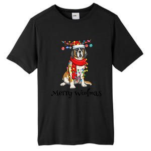 Christmas Saint Bernard Dog Holiday Lights Merry Woofmas Gift Tall Fusion ChromaSoft Performance T-Shirt