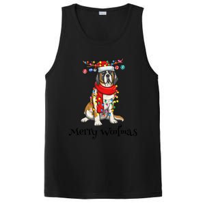 Christmas Saint Bernard Dog Holiday Lights Merry Woofmas Gift PosiCharge Competitor Tank