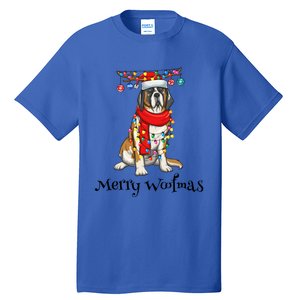 Christmas Saint Bernard Dog Holiday Lights Merry Woofmas Gift Tall T-Shirt