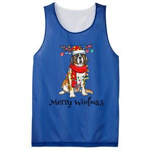 Christmas Saint Bernard Dog Holiday Lights Merry Woofmas Gift Mesh Reversible Basketball Jersey Tank