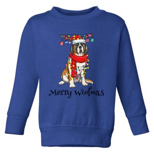 Christmas Saint Bernard Dog Holiday Lights Merry Woofmas Gift Toddler Sweatshirt