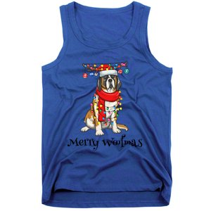 Christmas Saint Bernard Dog Holiday Lights Merry Woofmas Gift Tank Top