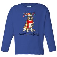 Christmas Saint Bernard Dog Holiday Lights Merry Woofmas Gift Toddler Long Sleeve Shirt