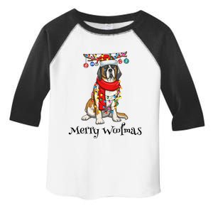 Christmas Saint Bernard Dog Holiday Lights Merry Woofmas Gift Toddler Fine Jersey T-Shirt