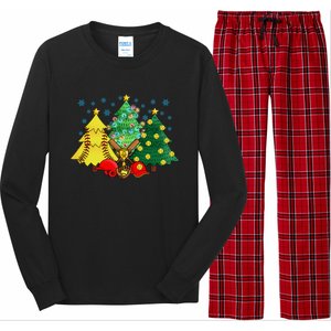 Christmas Softball Ball Christmas Tree Xmas Catcher Pitcher Cute Gift Long Sleeve Pajama Set