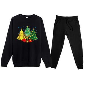 Christmas Softball Ball Christmas Tree Xmas Catcher Pitcher Cute Gift Premium Crewneck Sweatsuit Set