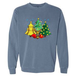 Christmas Softball Ball Christmas Tree Xmas Catcher Pitcher Cute Gift Garment-Dyed Sweatshirt