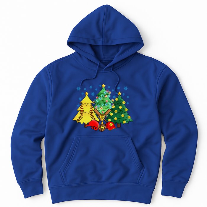 Christmas Softball Ball Christmas Tree Xmas Catcher Pitcher Cute Gift Hoodie