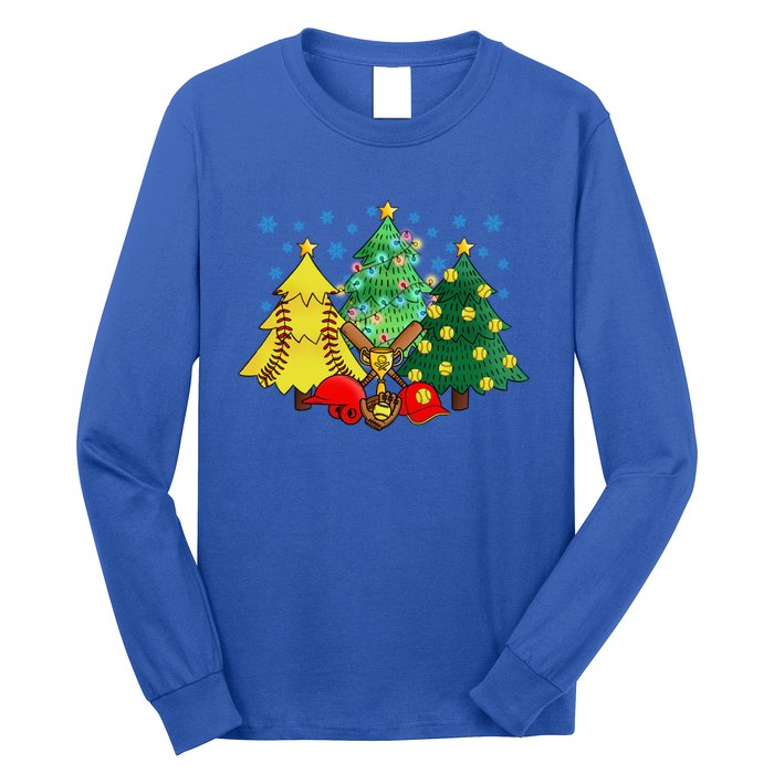 Christmas Softball Ball Christmas Tree Xmas Catcher Pitcher Cute Gift Long Sleeve Shirt