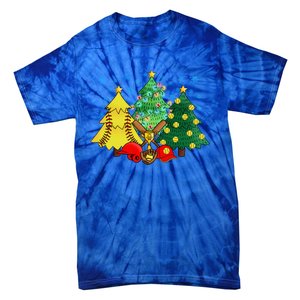 Christmas Softball Ball Christmas Tree Xmas Catcher Pitcher Cute Gift Tie-Dye T-Shirt