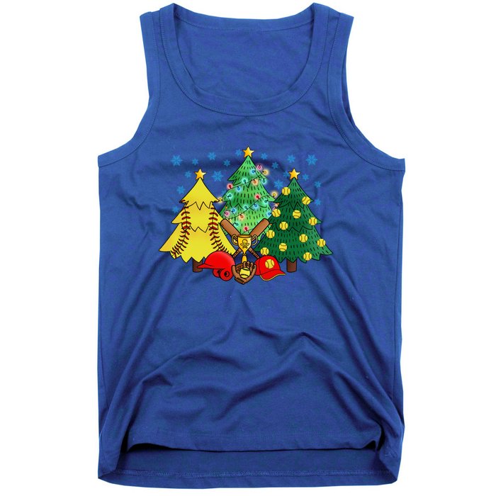 Christmas Softball Ball Christmas Tree Xmas Catcher Pitcher Cute Gift Tank Top