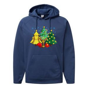 Christmas Softball Ball Christmas Tree Xmas Catcher Pitcher Cute Gift Performance Fleece Hoodie