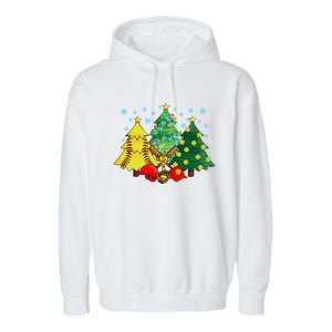 Christmas Softball Ball Christmas Tree Xmas Catcher Pitcher Cute Gift Garment-Dyed Fleece Hoodie