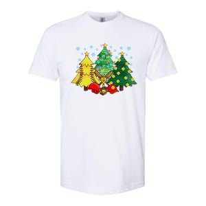 Christmas Softball Ball Christmas Tree Xmas Catcher Pitcher Cute Gift Softstyle CVC T-Shirt