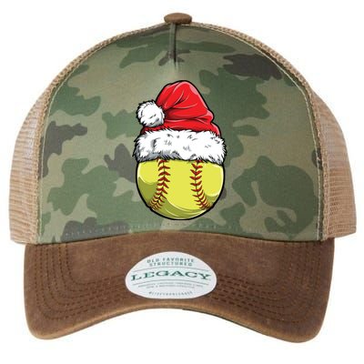 Christmas Softball Ball Santa Hat Xmas Catcher Pitcher Cool Gift Legacy Tie Dye Trucker Hat