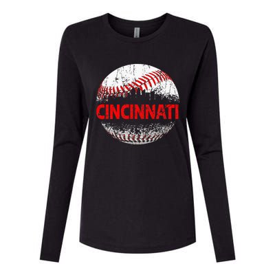 Cincinnati Souvenir Baseball City Downtown I Love Cincinnati Womens Cotton Relaxed Long Sleeve T-Shirt