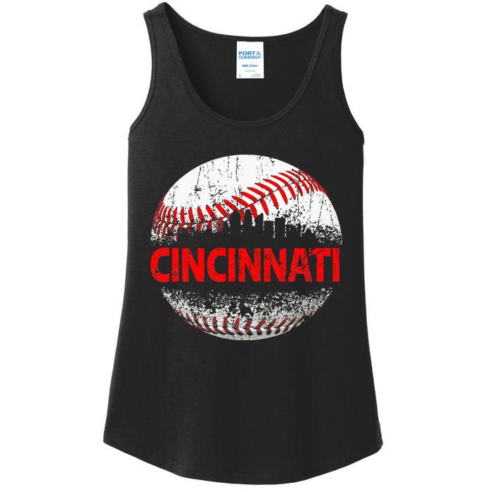 Cincinnati Souvenir Baseball City Downtown I Love Cincinnati Ladies Essential Tank