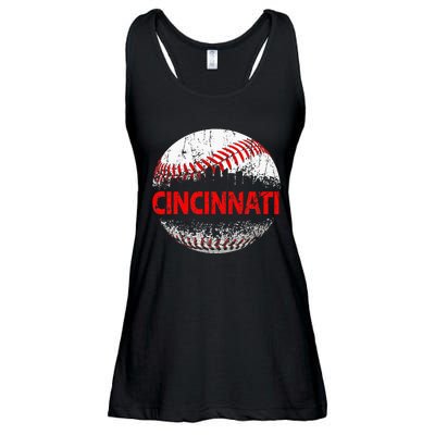 Cincinnati Souvenir Baseball City Downtown I Love Cincinnati Ladies Essential Flowy Tank