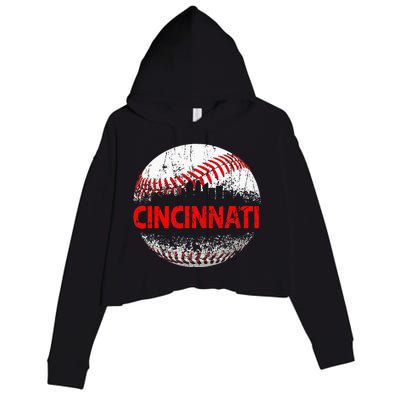 Cincinnati Souvenir Baseball City Downtown I Love Cincinnati Crop Fleece Hoodie