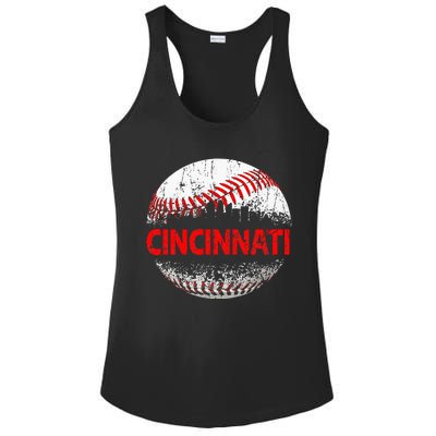 Cincinnati Souvenir Baseball City Downtown I Love Cincinnati Ladies PosiCharge Competitor Racerback Tank