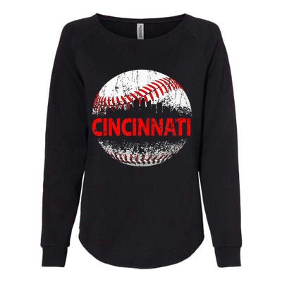 Cincinnati Souvenir Baseball City Downtown I Love Cincinnati Womens California Wash Sweatshirt