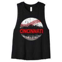 Cincinnati Souvenir Baseball City Downtown I Love Cincinnati Women's Racerback Cropped Tank