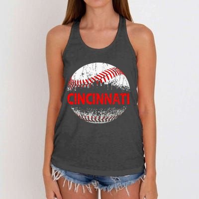 Cincinnati Souvenir Baseball City Downtown I Love Cincinnati Women's Knotted Racerback Tank