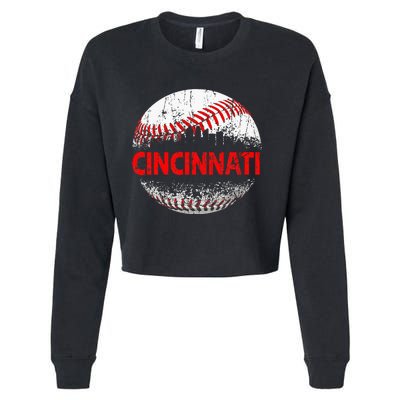 Cincinnati Souvenir Baseball City Downtown I Love Cincinnati Cropped Pullover Crew