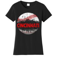 Cincinnati Souvenir Baseball City Downtown I Love Cincinnati Women's T-Shirt