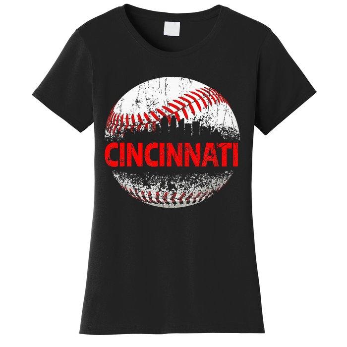 Cincinnati Souvenir Baseball City Downtown I Love Cincinnati Women's T-Shirt