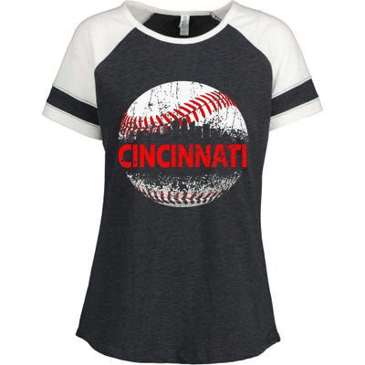 Cincinnati Souvenir Baseball City Downtown I Love Cincinnati Enza Ladies Jersey Colorblock Tee