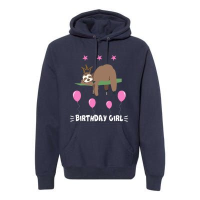 Cute Sloth Balloons Birthday Party Animal Premium Hoodie