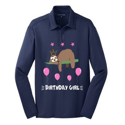 Cute Sloth Balloons Birthday Party Animal Silk Touch Performance Long Sleeve Polo