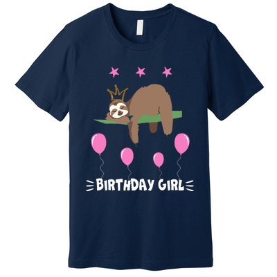 Cute Sloth Balloons Birthday Party Animal Premium T-Shirt