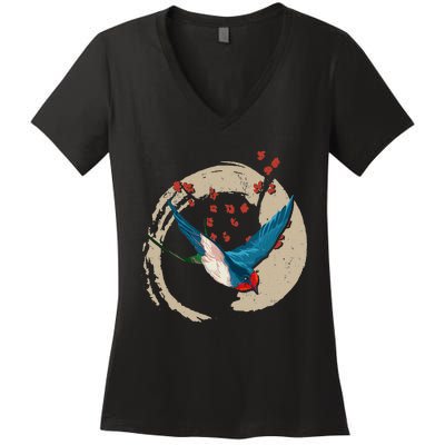 Colorful Swallow Birds Lover Nature Swallows Women's V-Neck T-Shirt