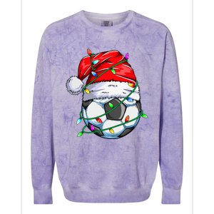 Christmas Soccer Ball Team Santa Sports Xmas  Colorblast Crewneck Sweatshirt