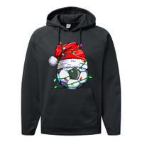 Christmas Soccer Ball Team Santa Sports Xmas  Performance Fleece Hoodie