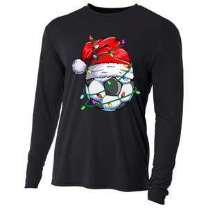 Christmas Soccer Ball Team Santa Sports Xmas  Cooling Performance Long Sleeve Crew